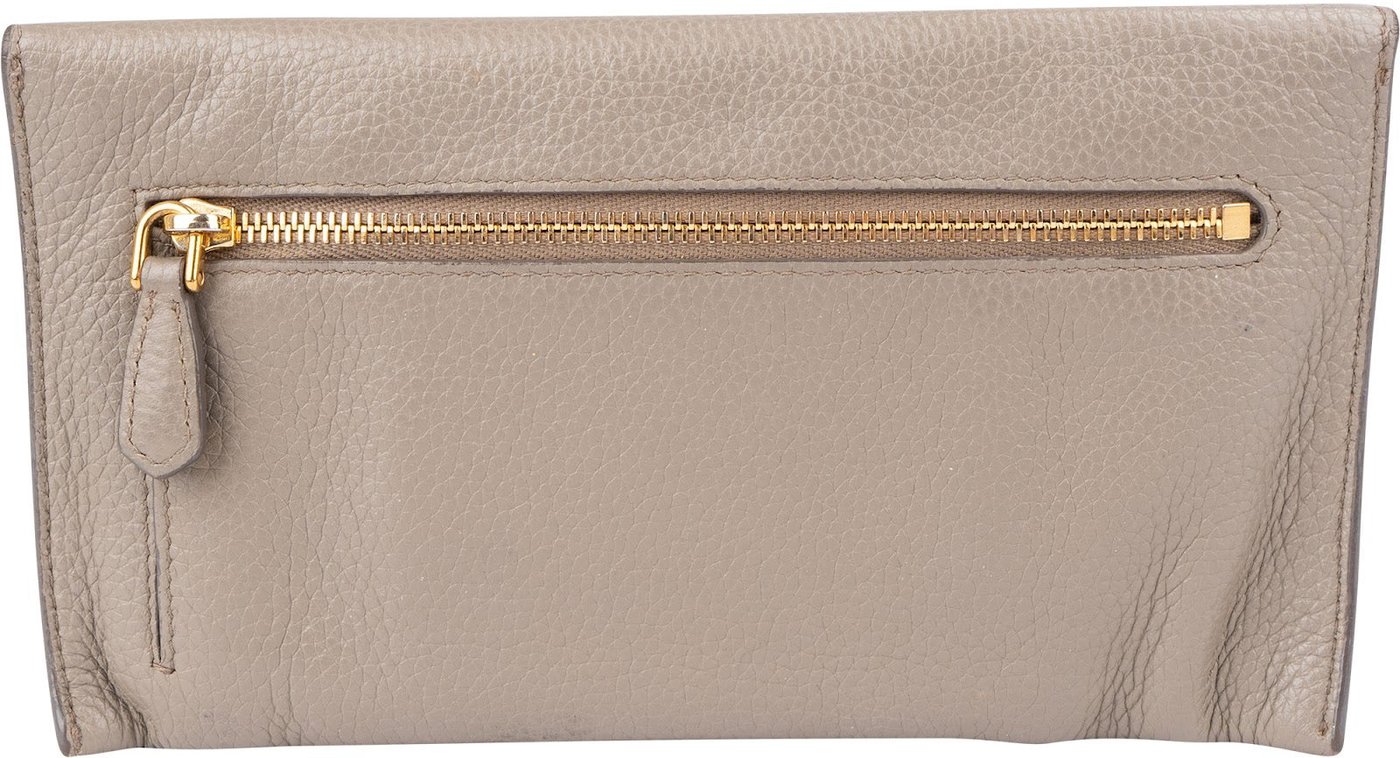 Prada Grey Vitello Grain Envelope Wallet Pouch
