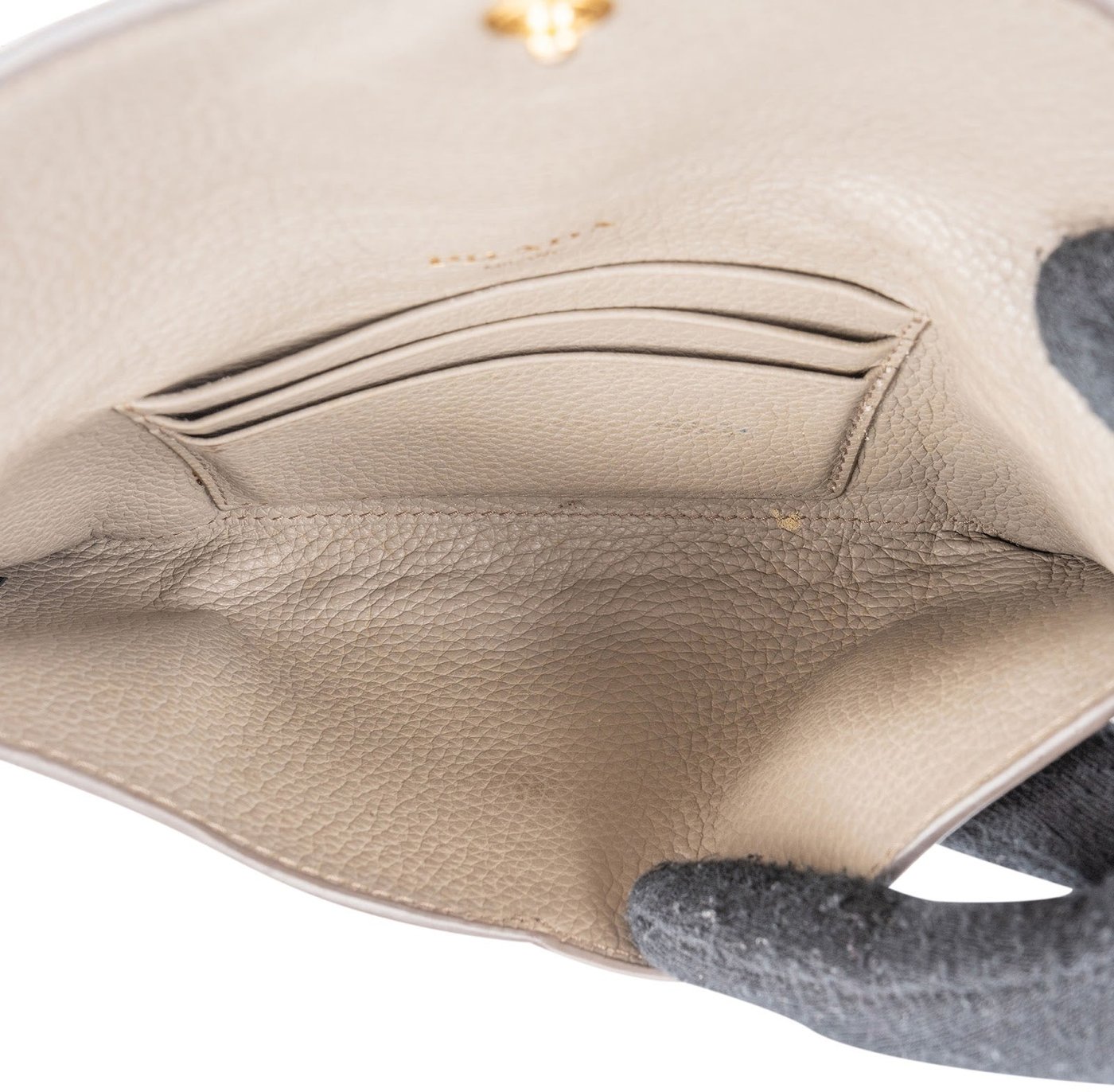 Prada Grey Vitello Grain Envelope Wallet Pouch