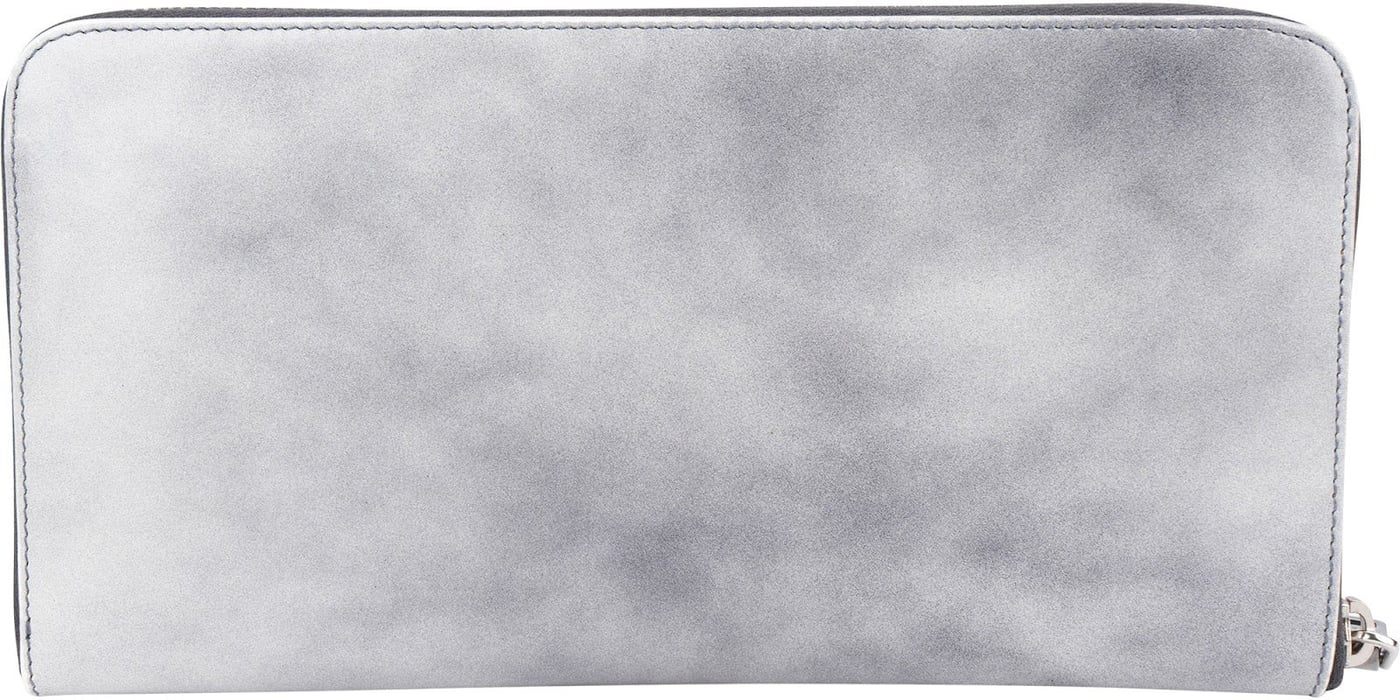 Prada Glossy Grigio Patent Leather Continental Zip Around Wallet 1M1253