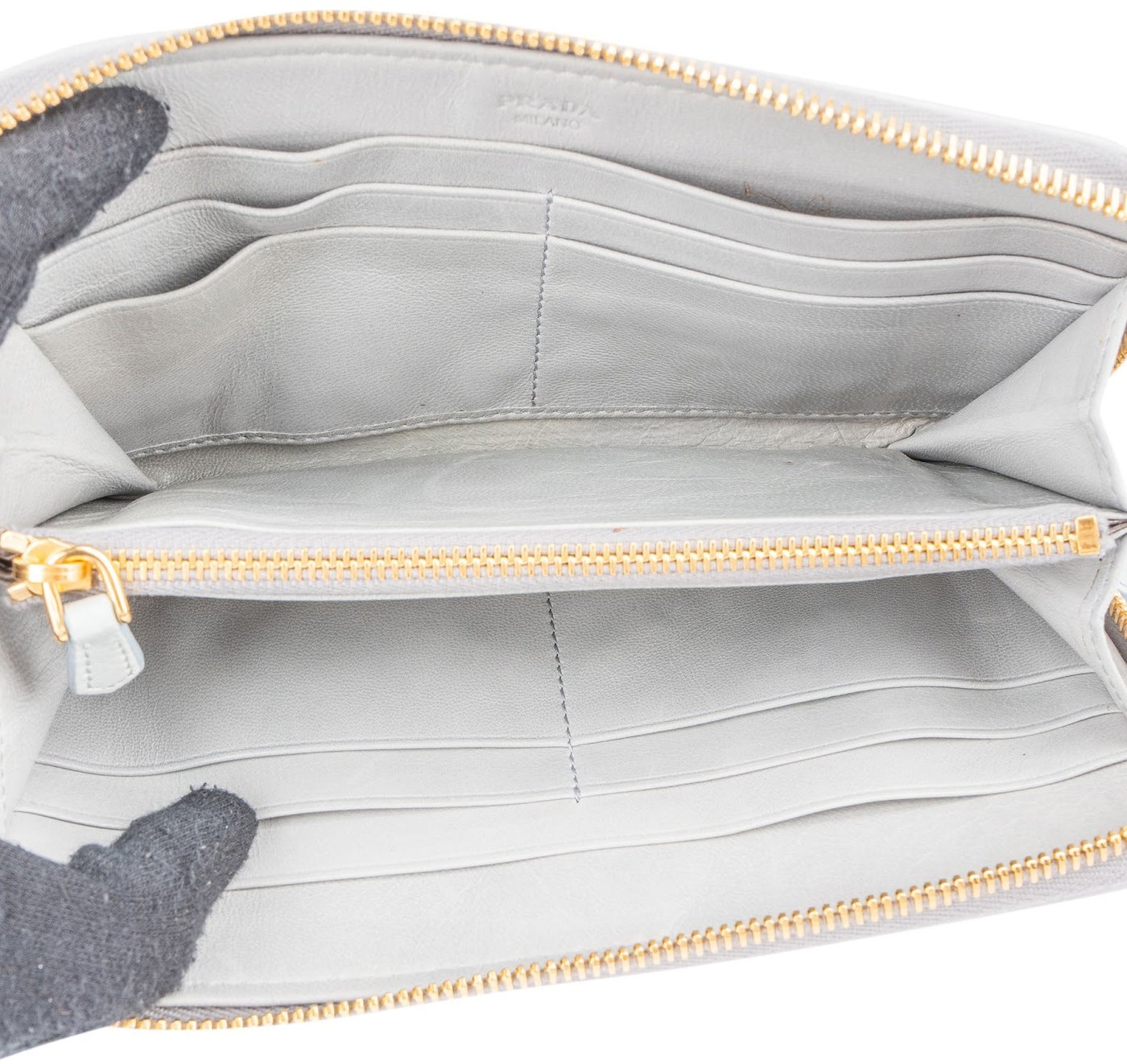 Prada Nappa Gaufre Zip Around Wallet