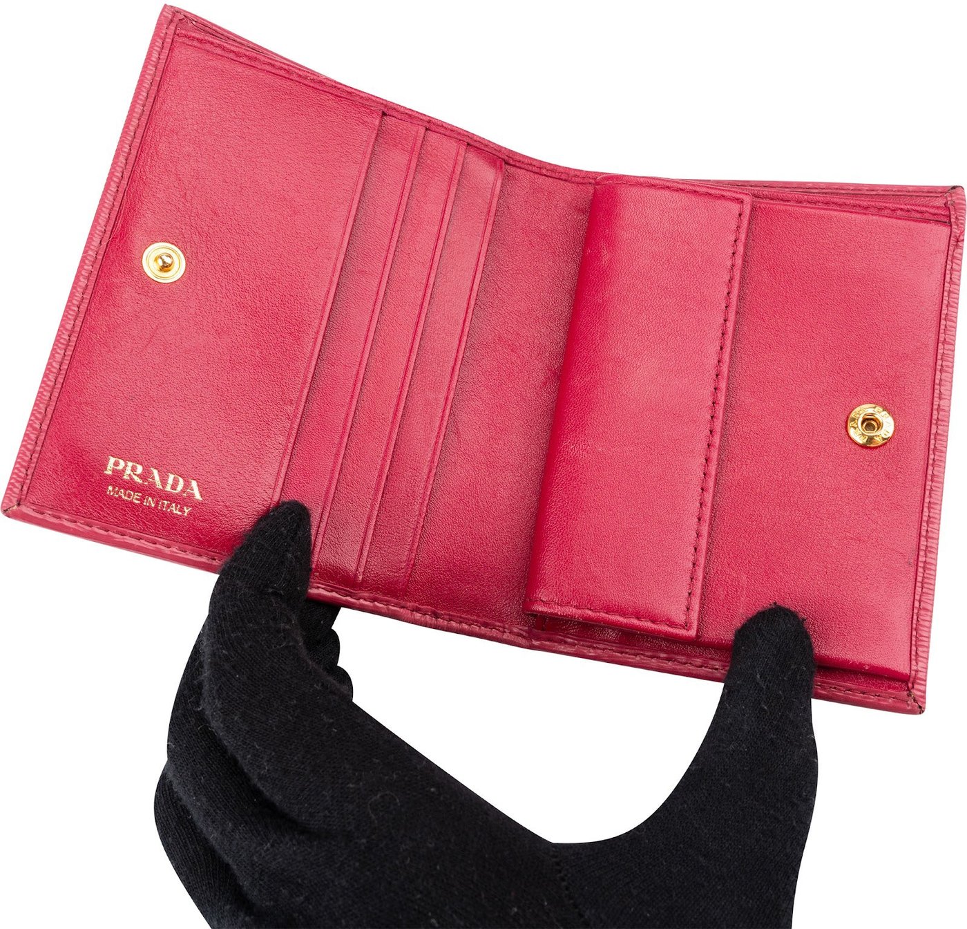 Prada Pink Vitello Move Bifold Compact Wallet