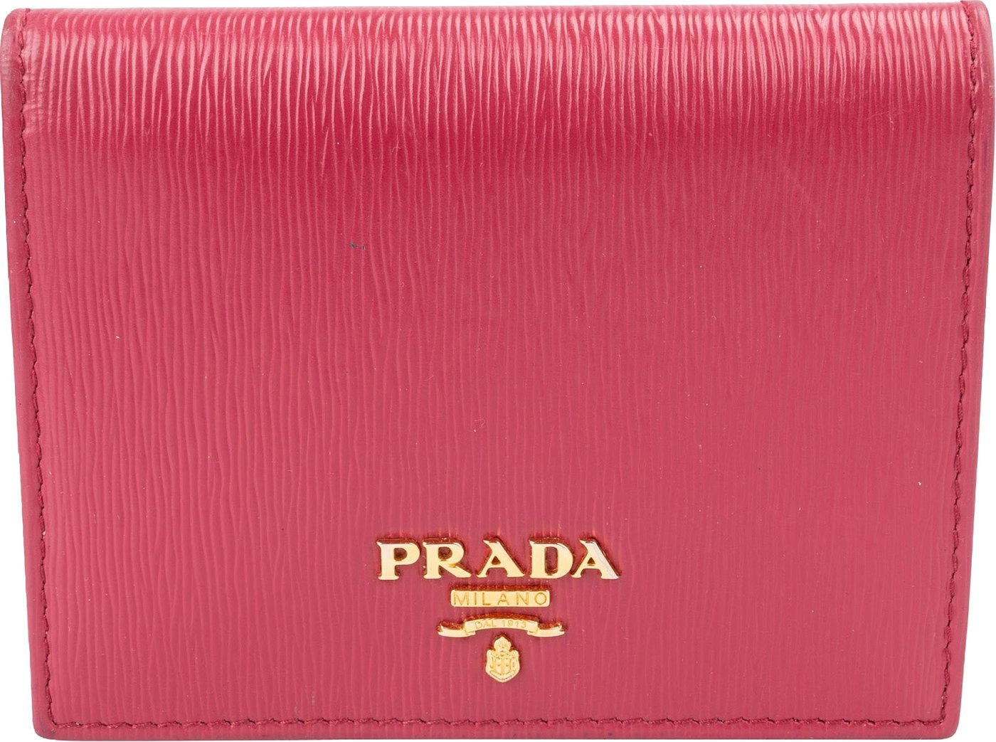 Prada Pink Vitello Move Bifold Compact Wallet