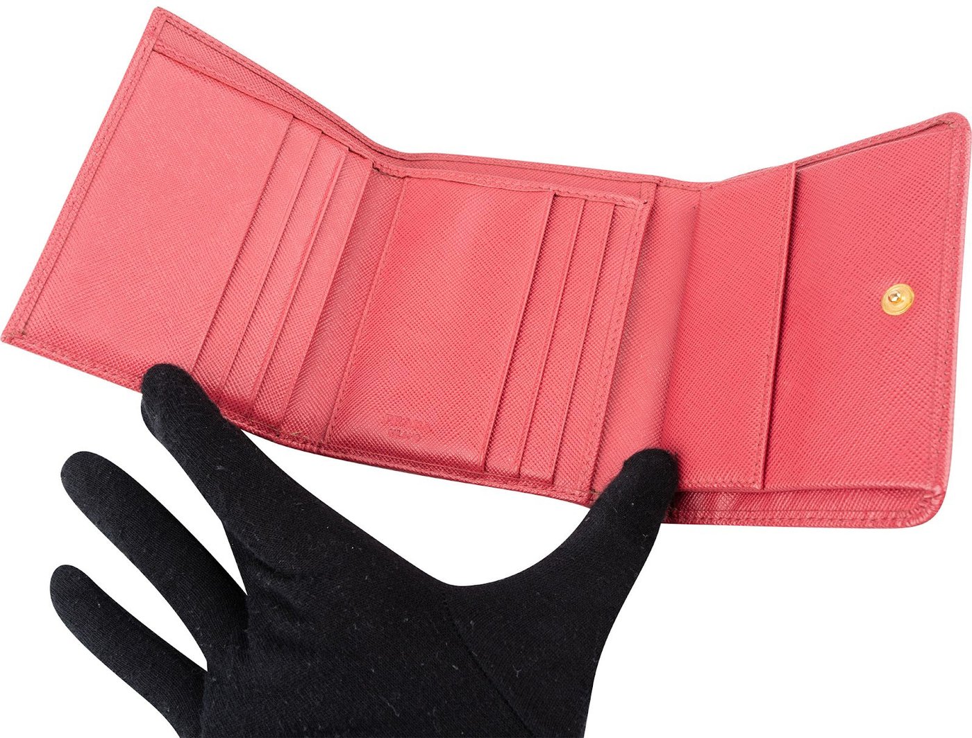 Prada Pink Saffiano Leather Small Wallet