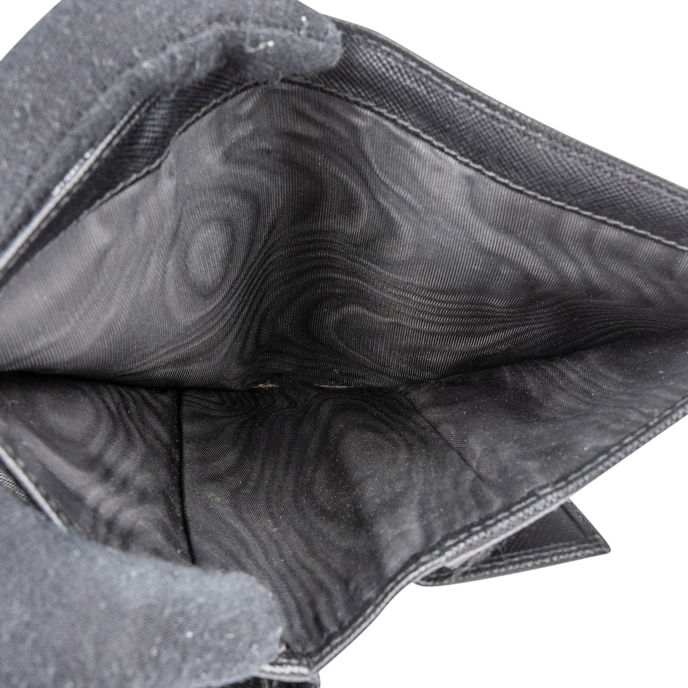 Prada Black Saffiano Leather Triangle Trifold Wallet