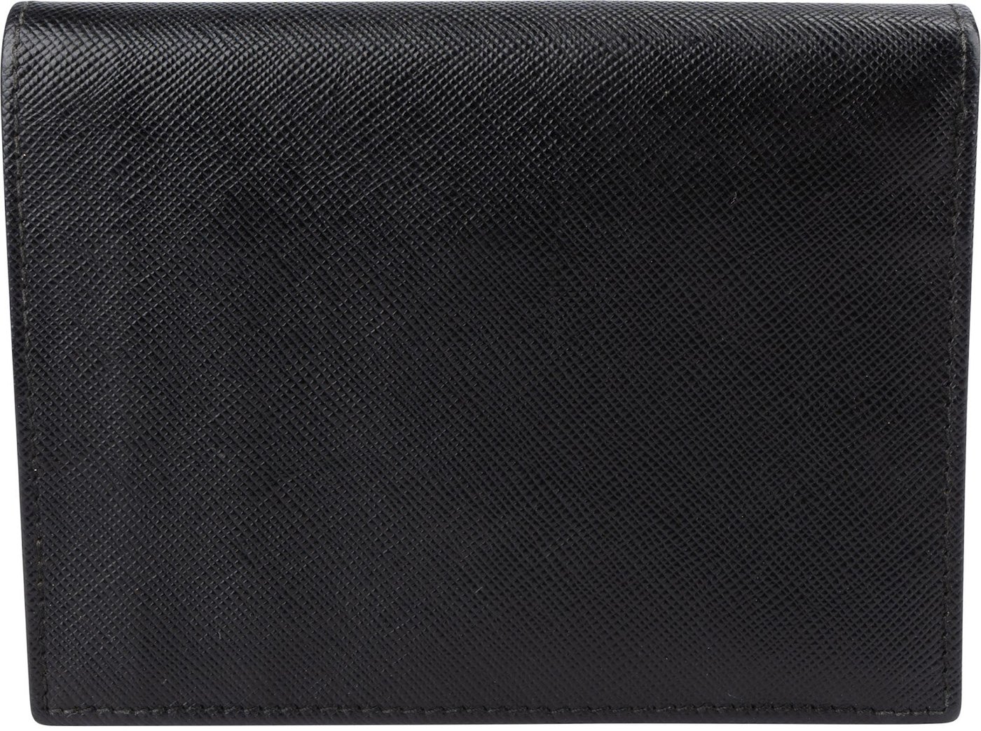 Prada Black Saffiano Leather Triangle Trifold Wallet