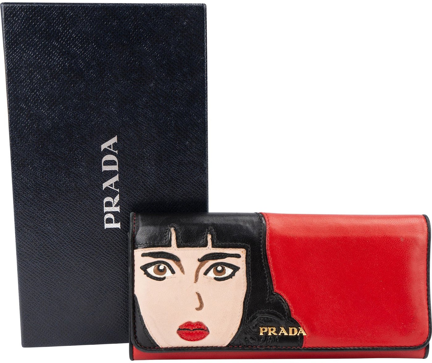 Prada Leather Face Continental Wallet