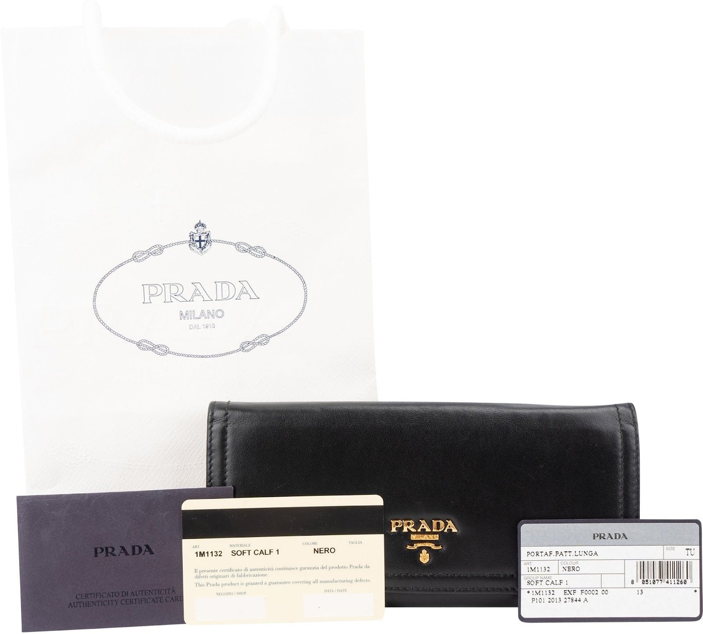 Prada Black Soft Leather Long Flap Wallet