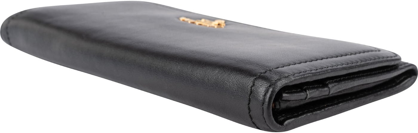 Prada Black Soft Leather Long Flap Wallet