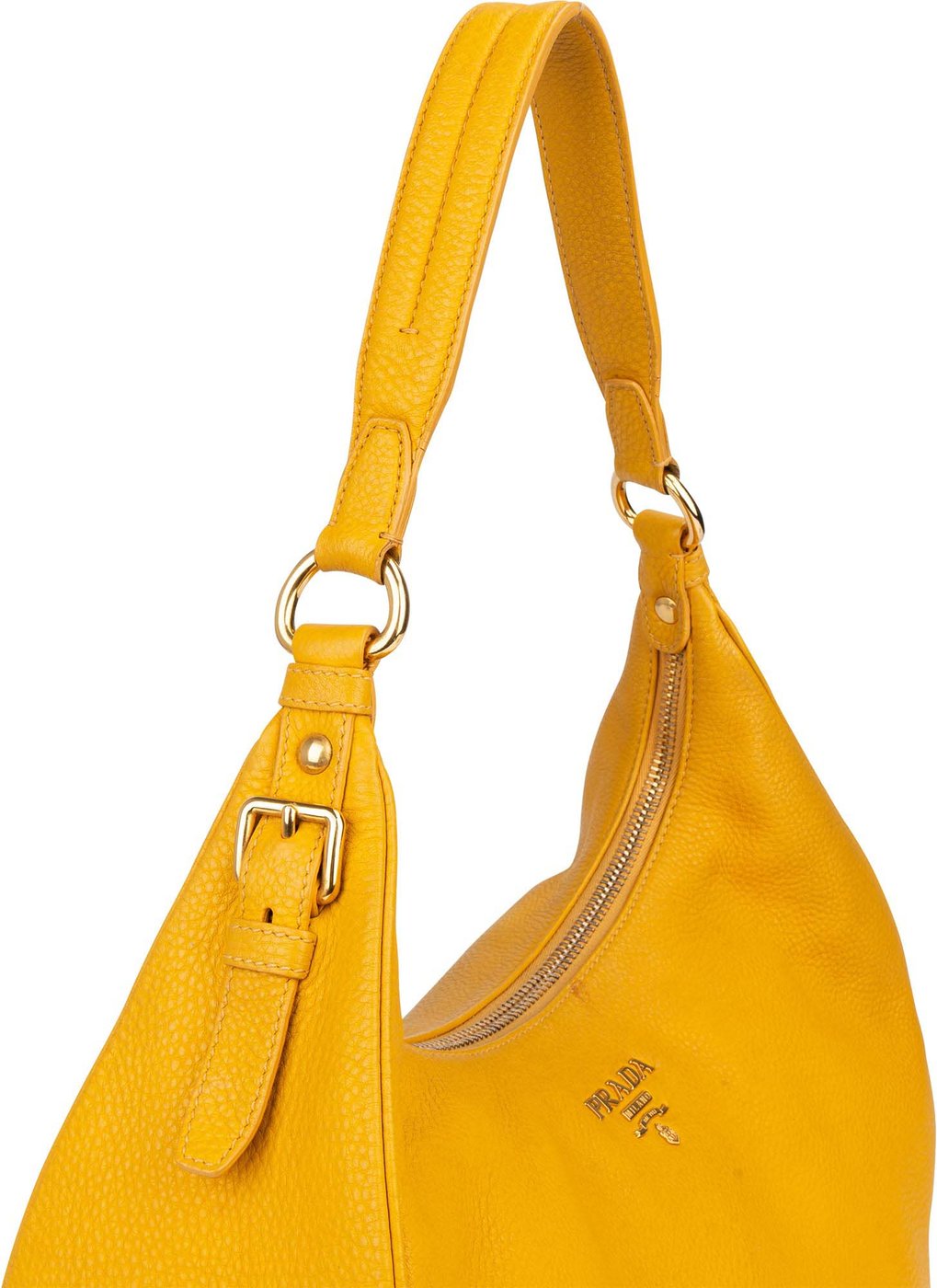 Prada Yellow Leather City Shoulder Bag