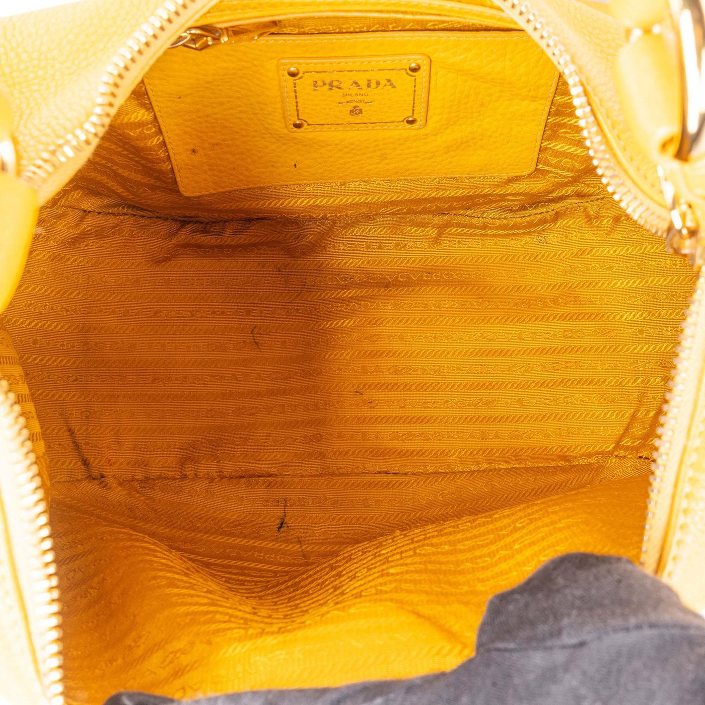 Prada Yellow Leather City Shoulder Bag