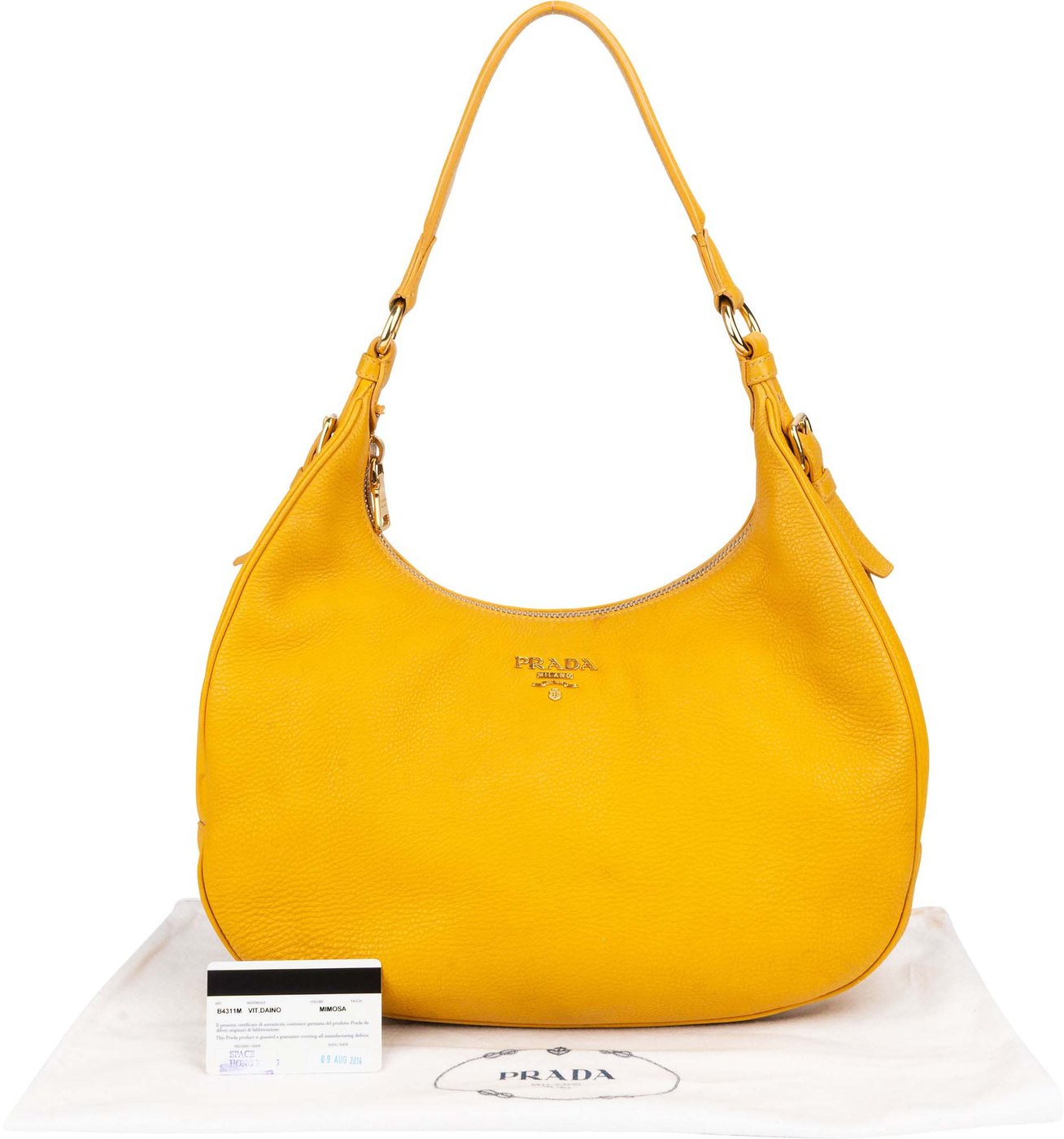 Prada Yellow Leather City Shoulder Bag