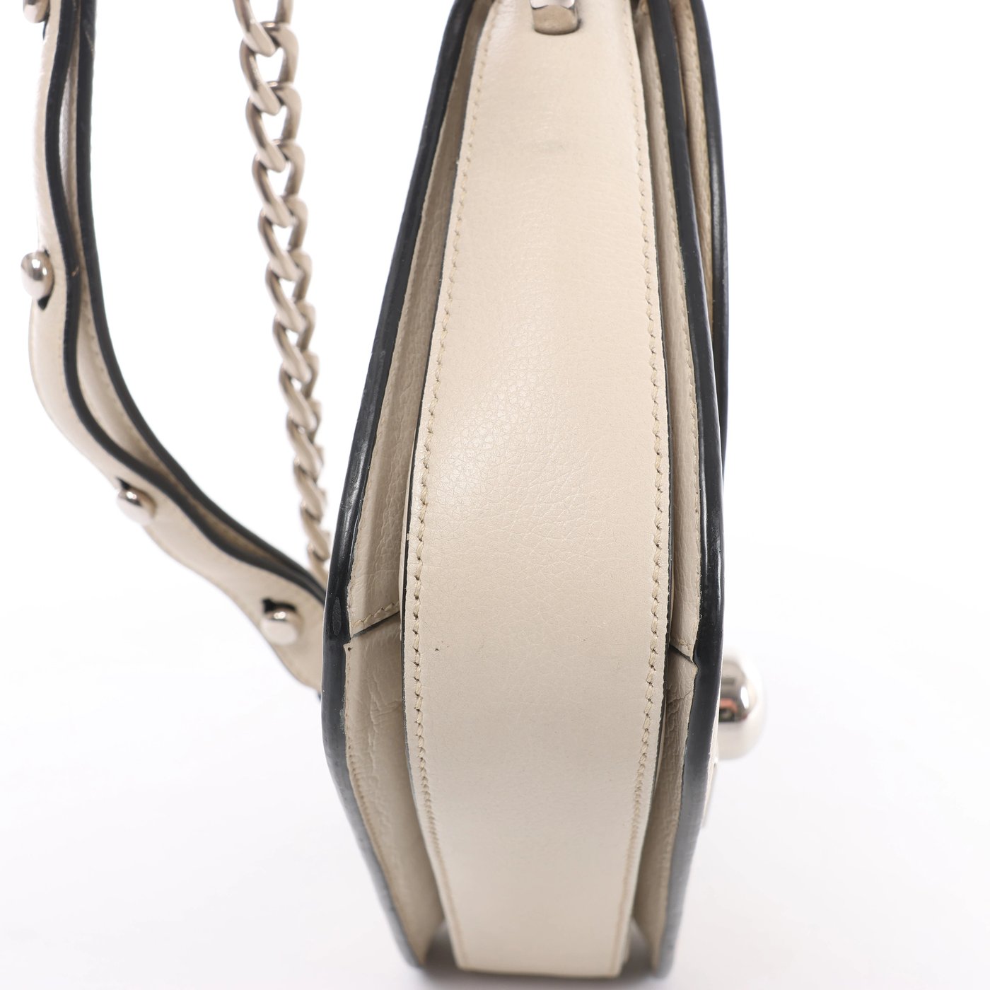 Prada Arcade Glace Leather Chain Crossbody Bag in White
