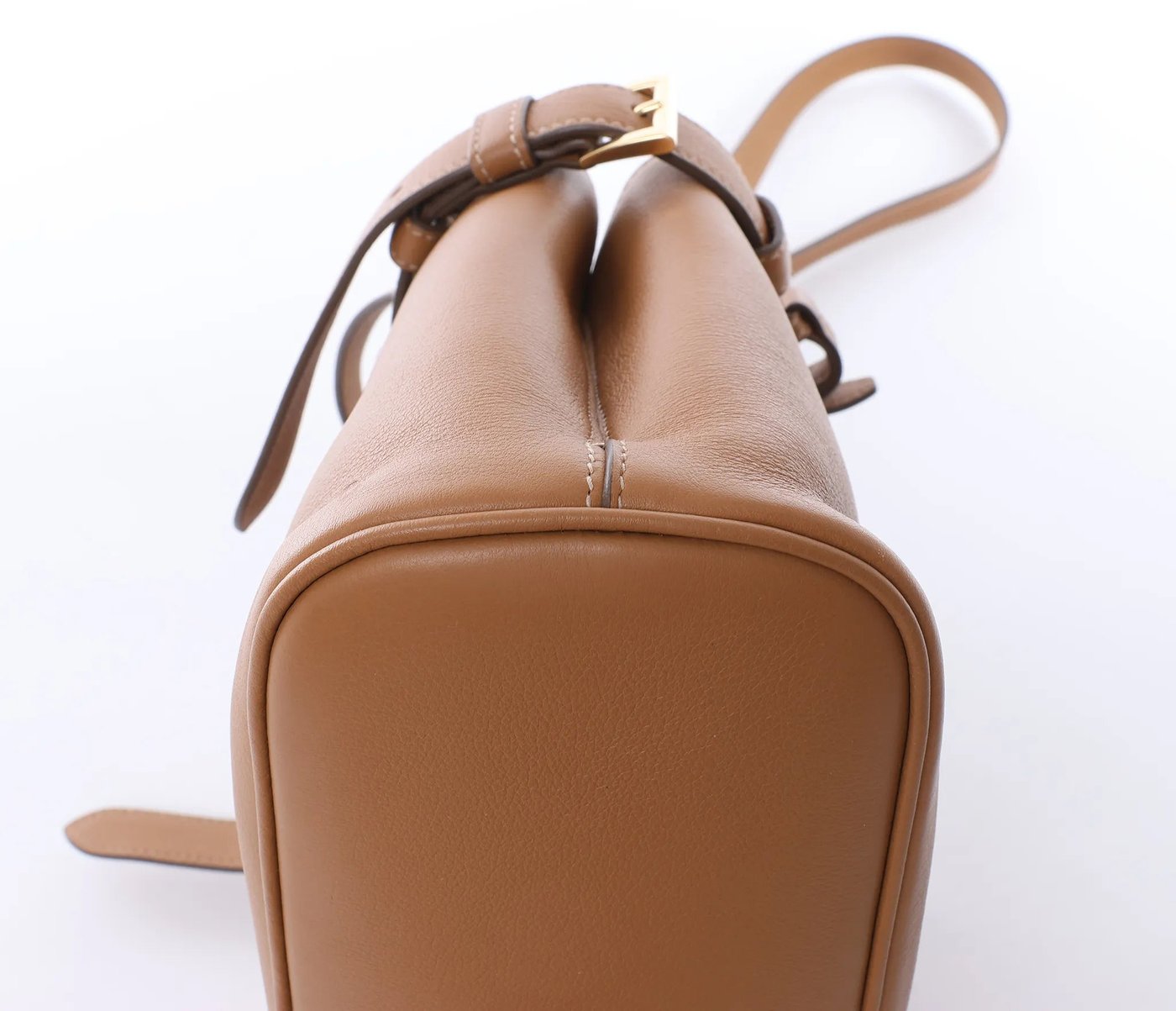 Prada Buckle Soft Grain Leather Small 2Way Handbag in Brown 1BA418