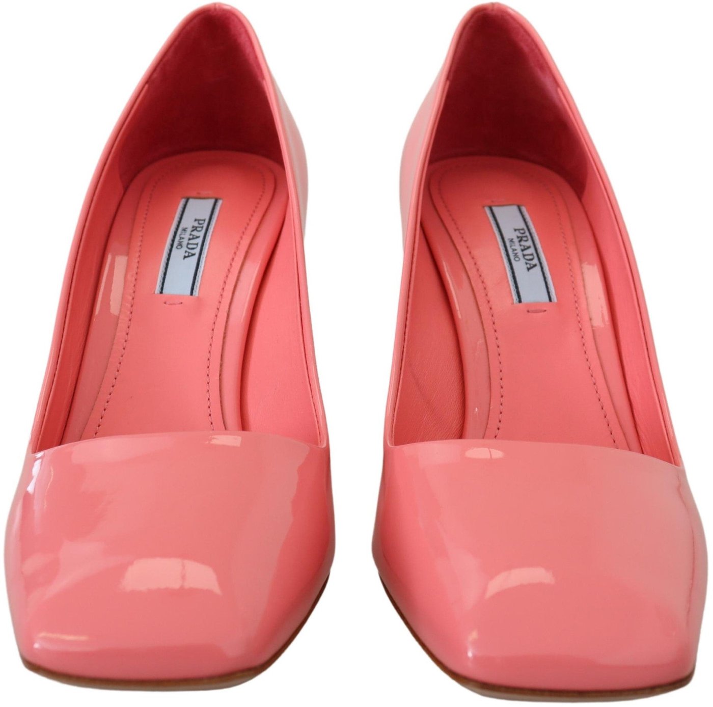 Prada Pink Patent Leather Block Heels Pumps Classic