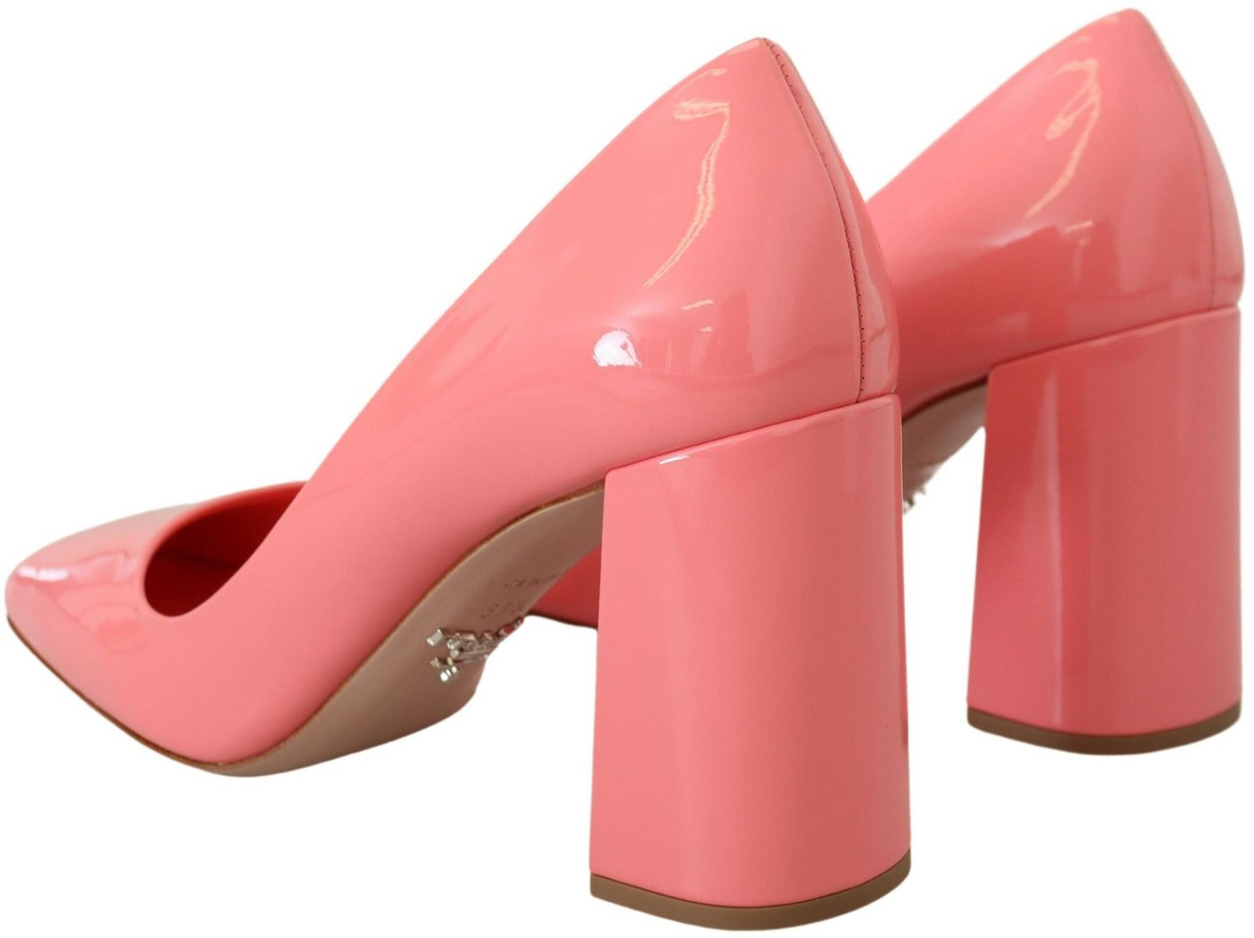 Prada Pink Patent Leather Block Heels Pumps Classic