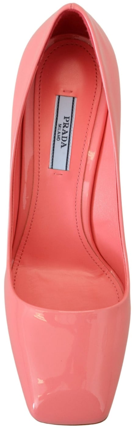 Prada Pink Patent Leather Block Heels Pumps Classic