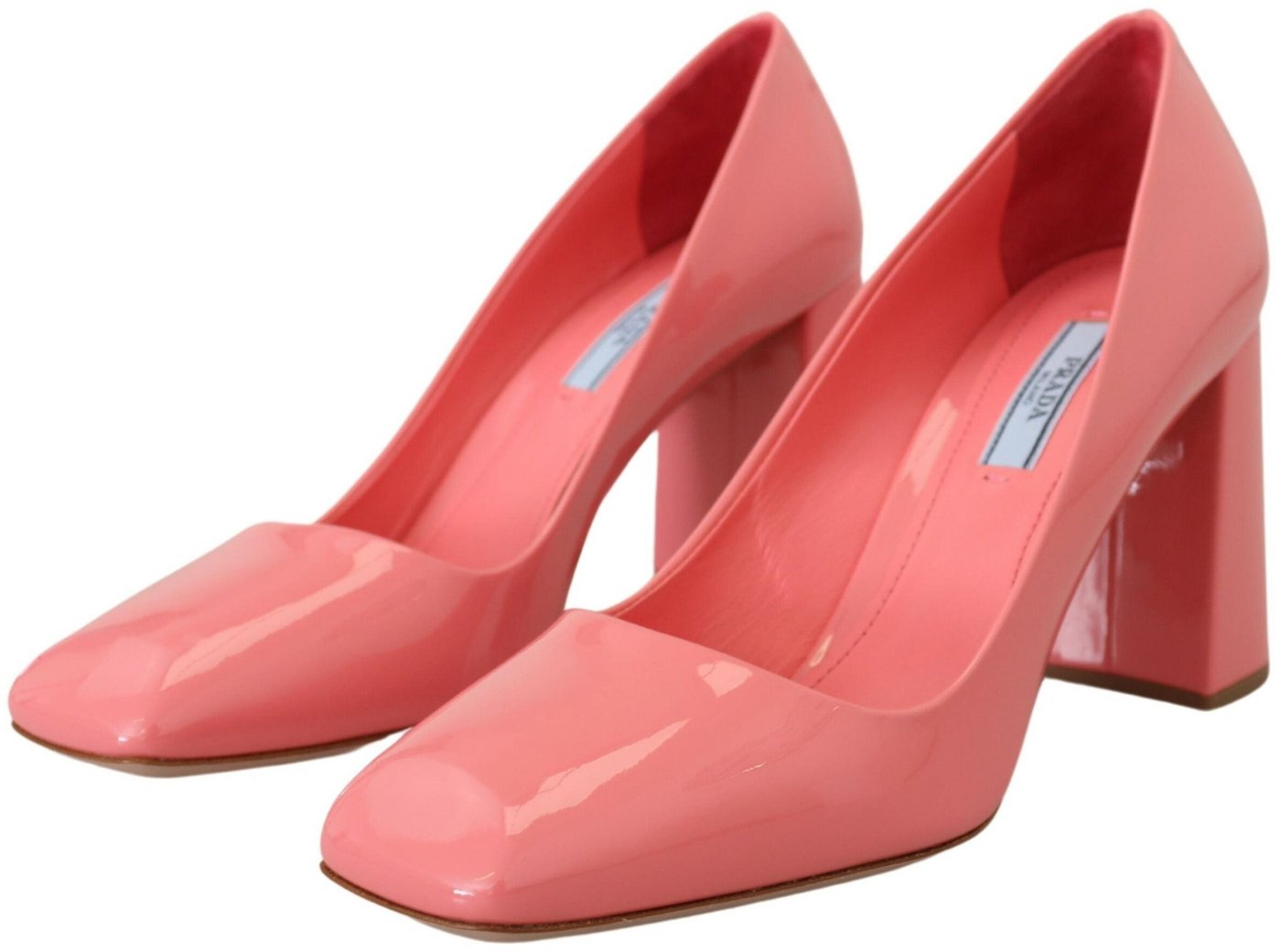 Prada Pink Patent Leather Block Heels Pumps Classic