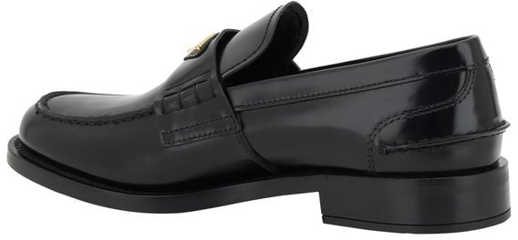 Prada Black Leather Logo Loafers