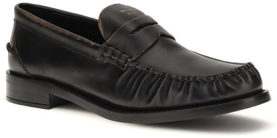 Prada Black Calf Leather Bos Taurus Slip-On Loafers