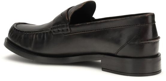 Prada Black Calf Leather Bos Taurus Slip-On Loafers