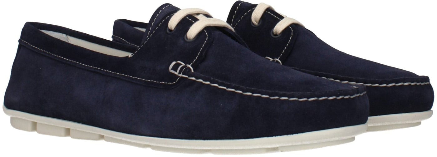 Prada Blue Leather Slip-On Loafers