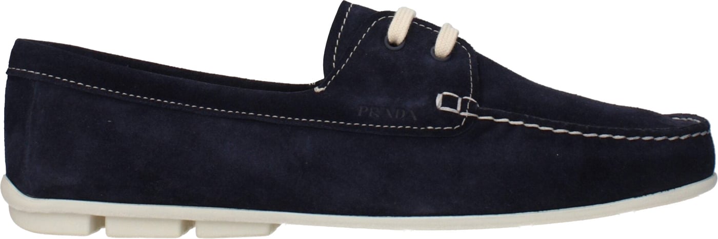 Prada Blue Leather Slip-On Loafers