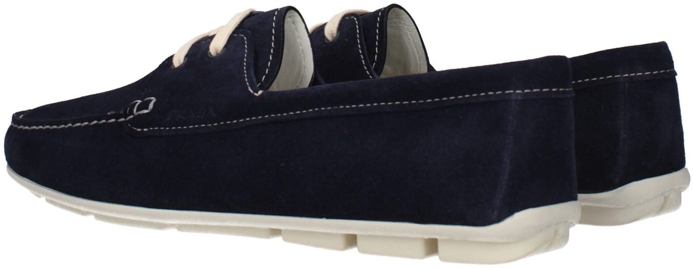 Prada Blue Leather Slip-On Loafers