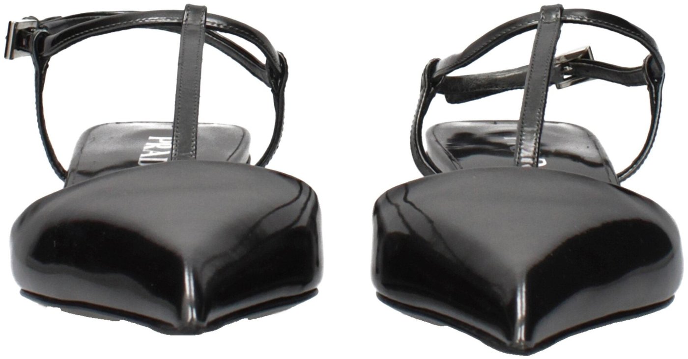 Prada Gray Leather Flat Sandals