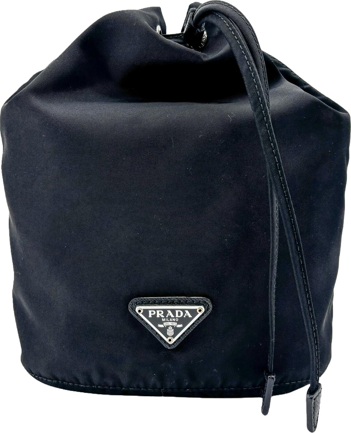 Prada Vela Drawstring Bucket Tessuto Small