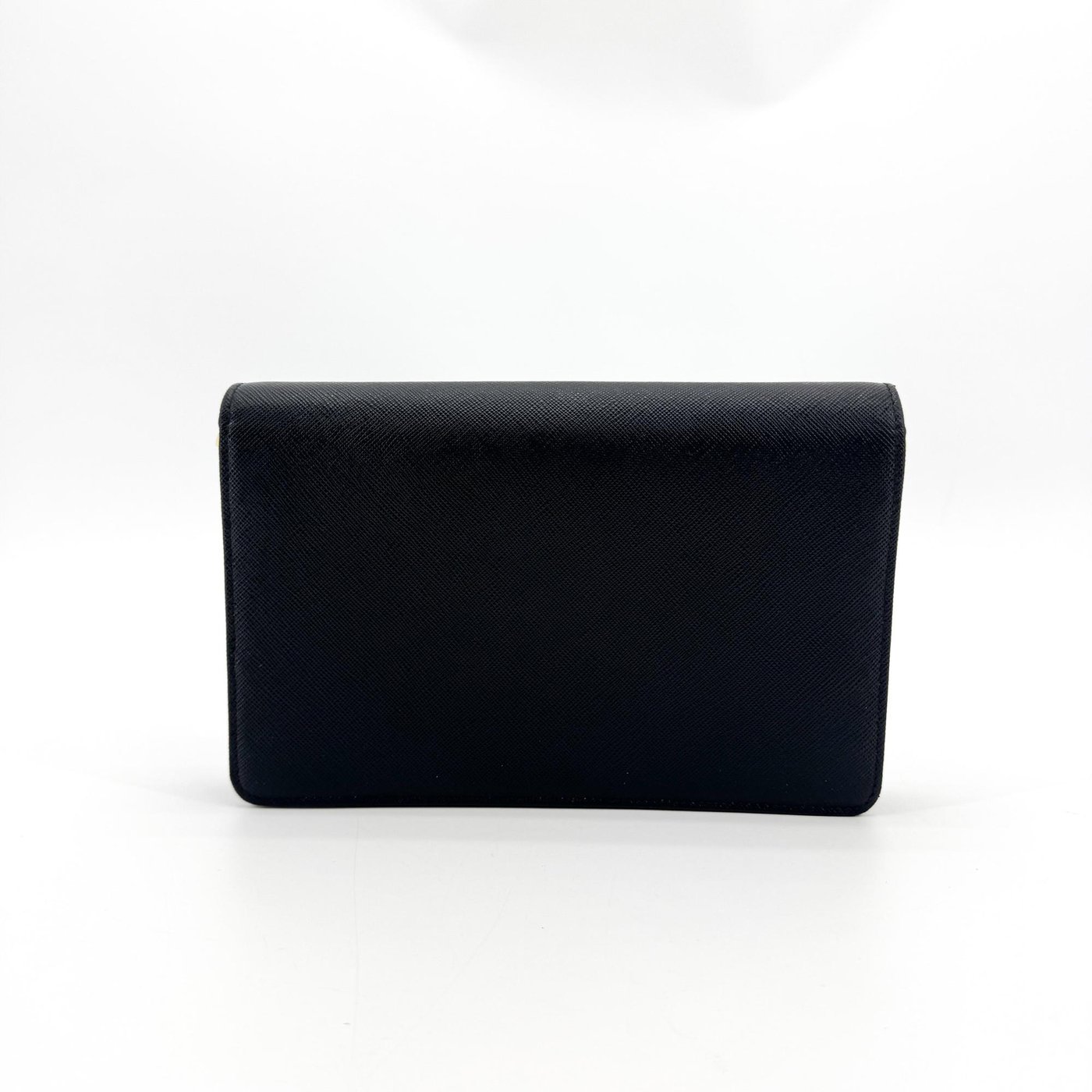 Prada Flap Card Case on Chain Saffiano Leather