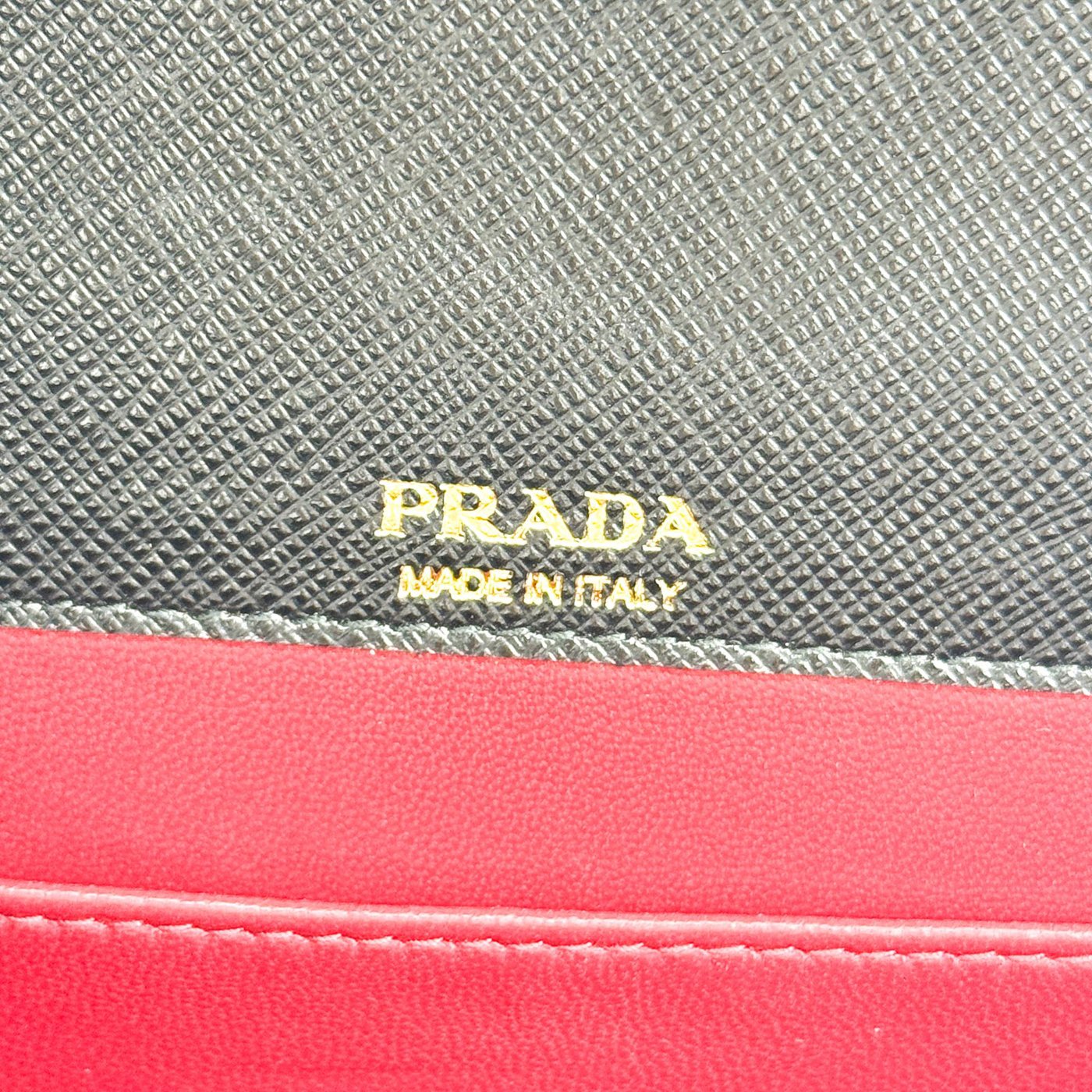 Prada Flap Card Case on Chain Saffiano Leather
