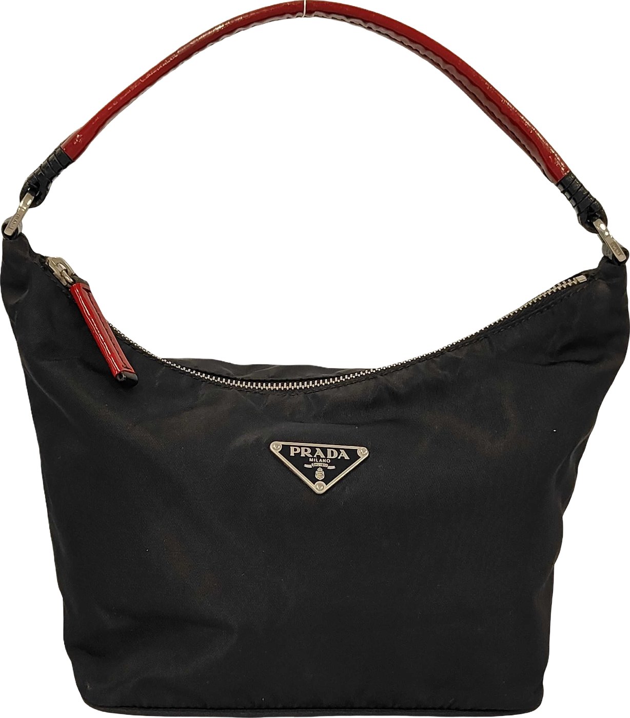 Prada Zip Hobo Nylon & Patent Leather