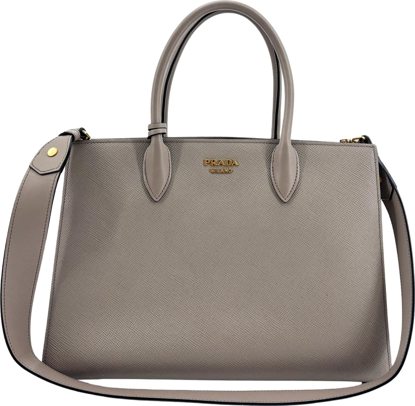 Prada Side Pleat Saffiano Leather Large