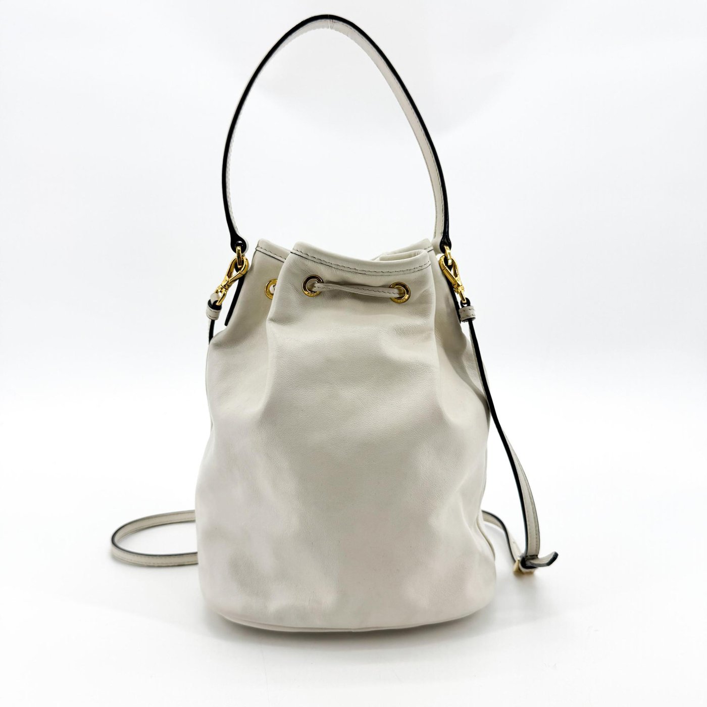 Prada Duet Drawstring Bucket Leather