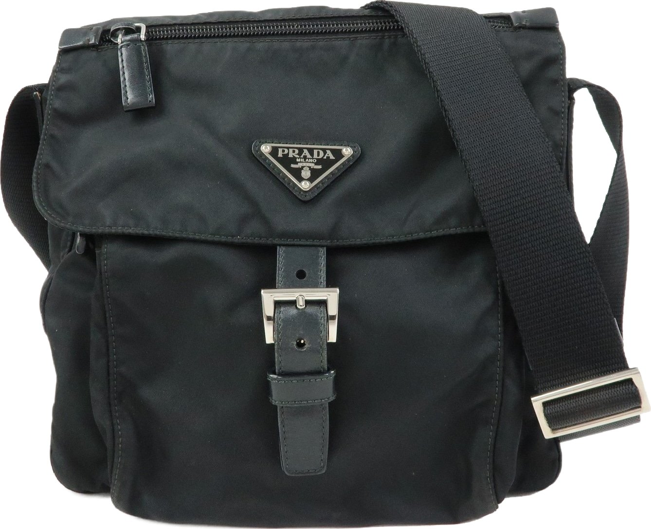 Prada Zip Buckle Messenger Tessuto Small
