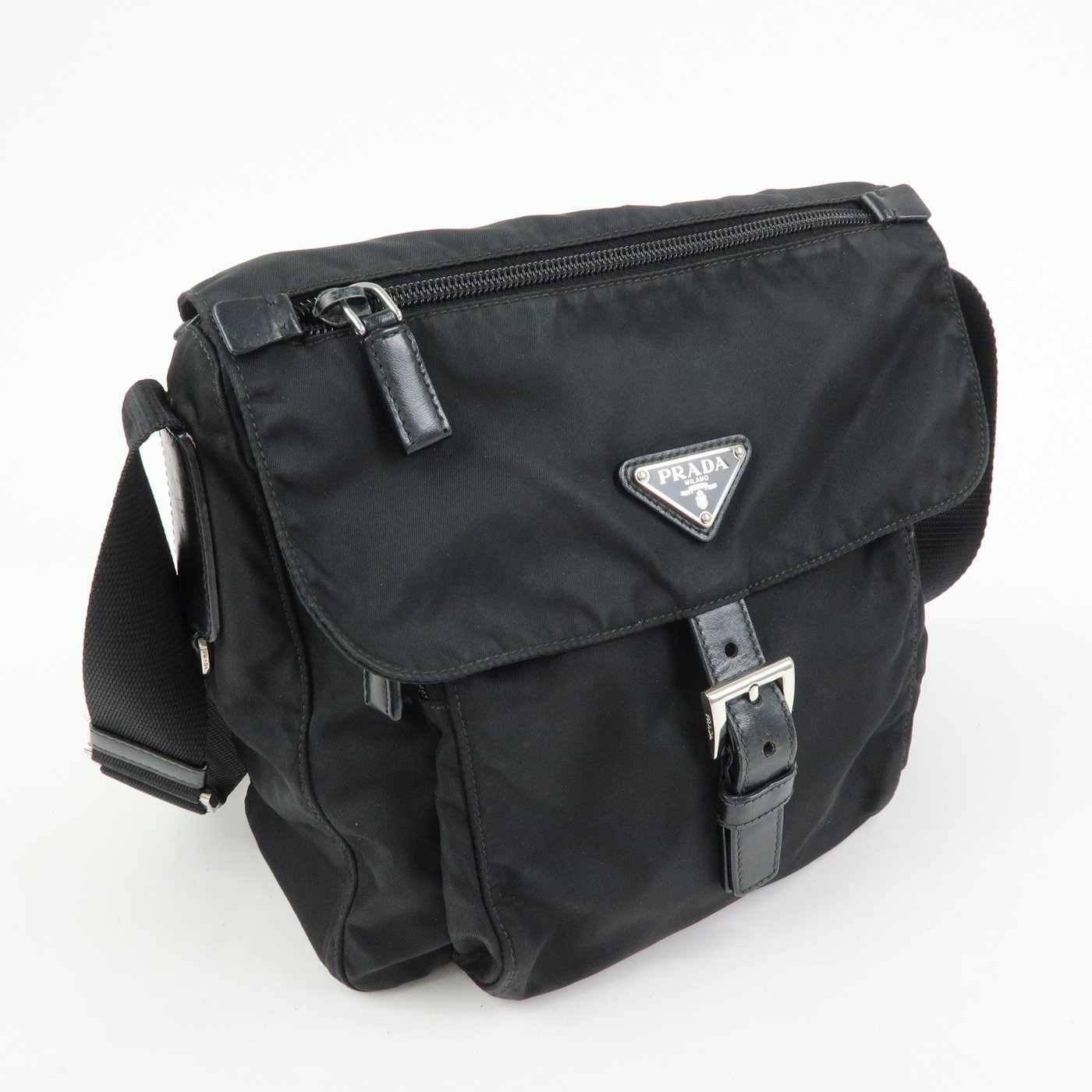 Prada Zip Buckle Messenger Tessuto Small