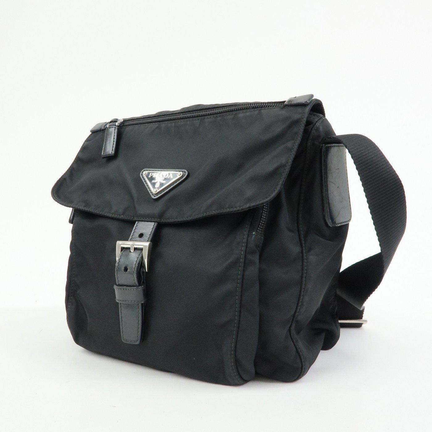 Prada Zip Buckle Messenger Tessuto Small