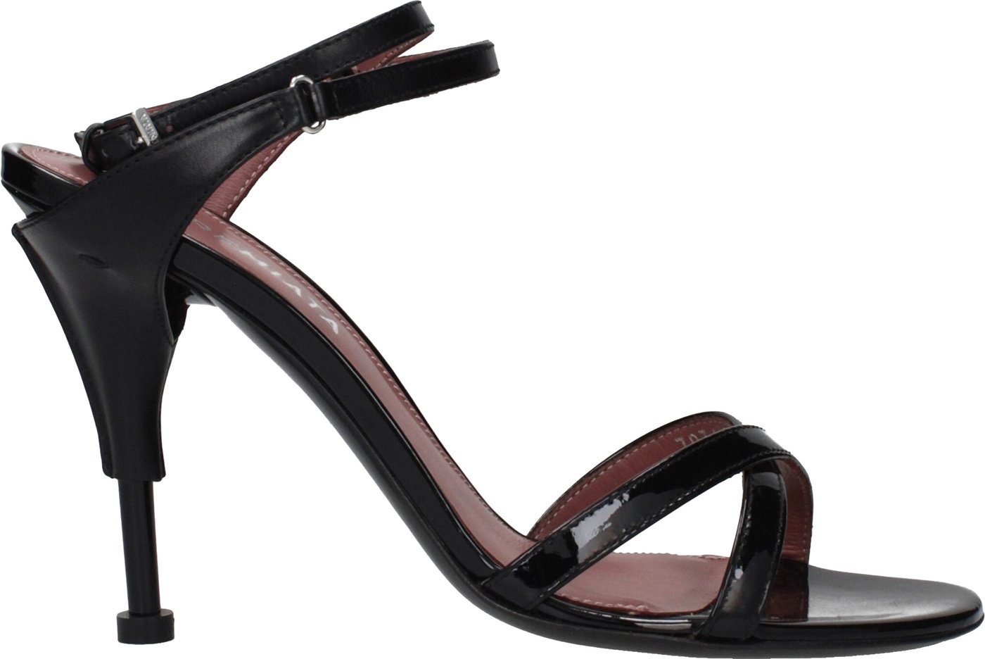 Premiata Black Leather Stiletto Heel Sandals