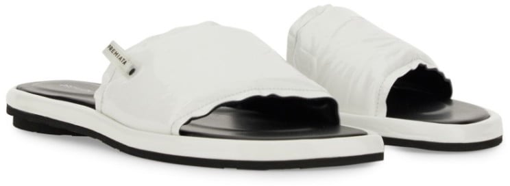 White Slide Sandal With Lamb Leather Upper