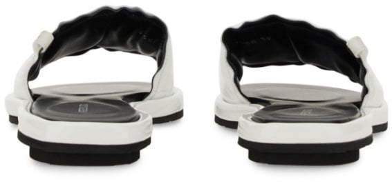White Slide Sandal With Lamb Leather Upper