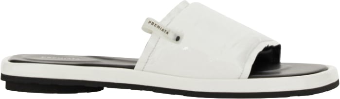 White Slide Sandal With Lamb Leather Upper