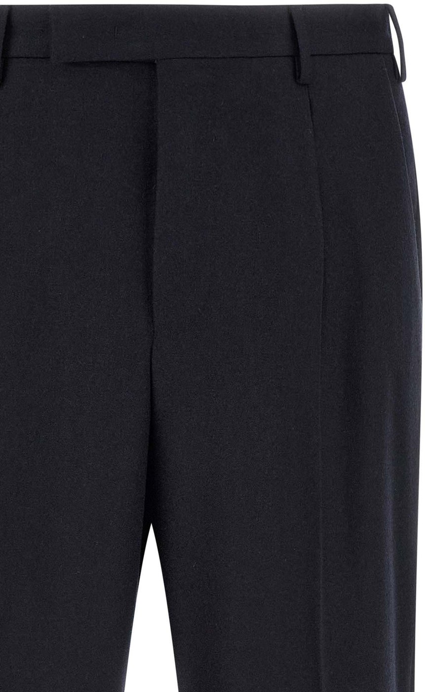 Black Straight-Leg Virgin Wool-Cashmere Trousers