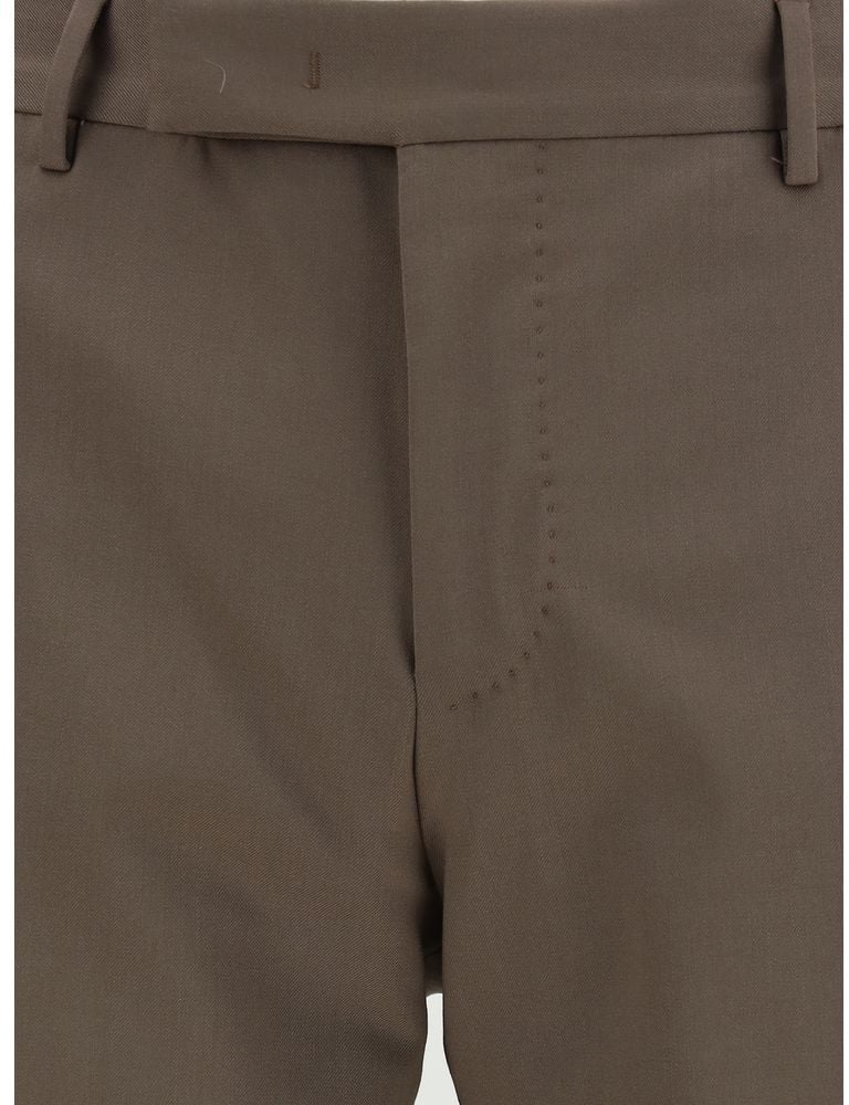 Brown Tailored Virgin Wool Straight-Leg Pants