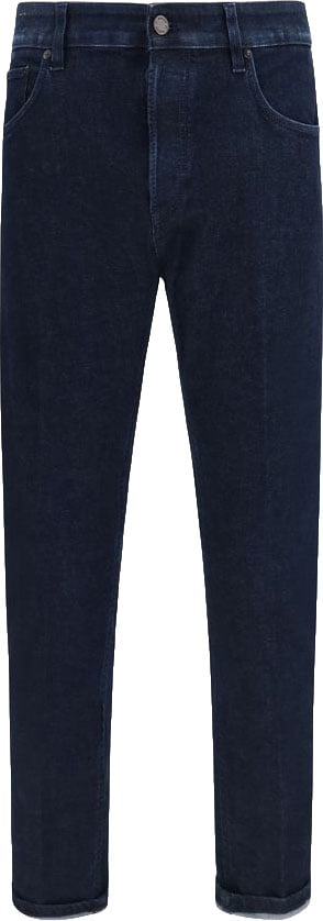 Dark Blue Cotton Denim Straight-Leg Jeans
