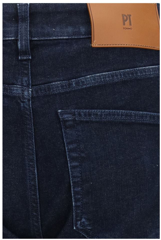 Dark Blue Cotton Denim Straight-Leg Jeans