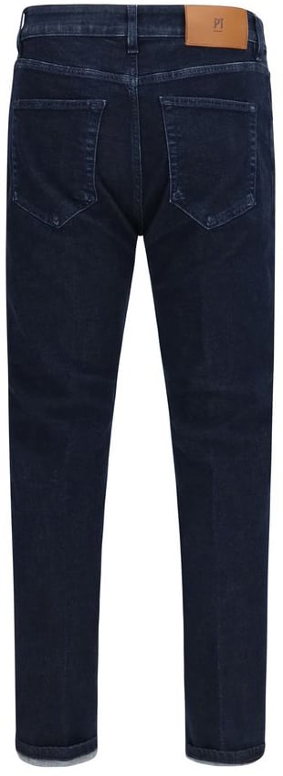 Dark Blue Cotton Denim Straight-Leg Jeans