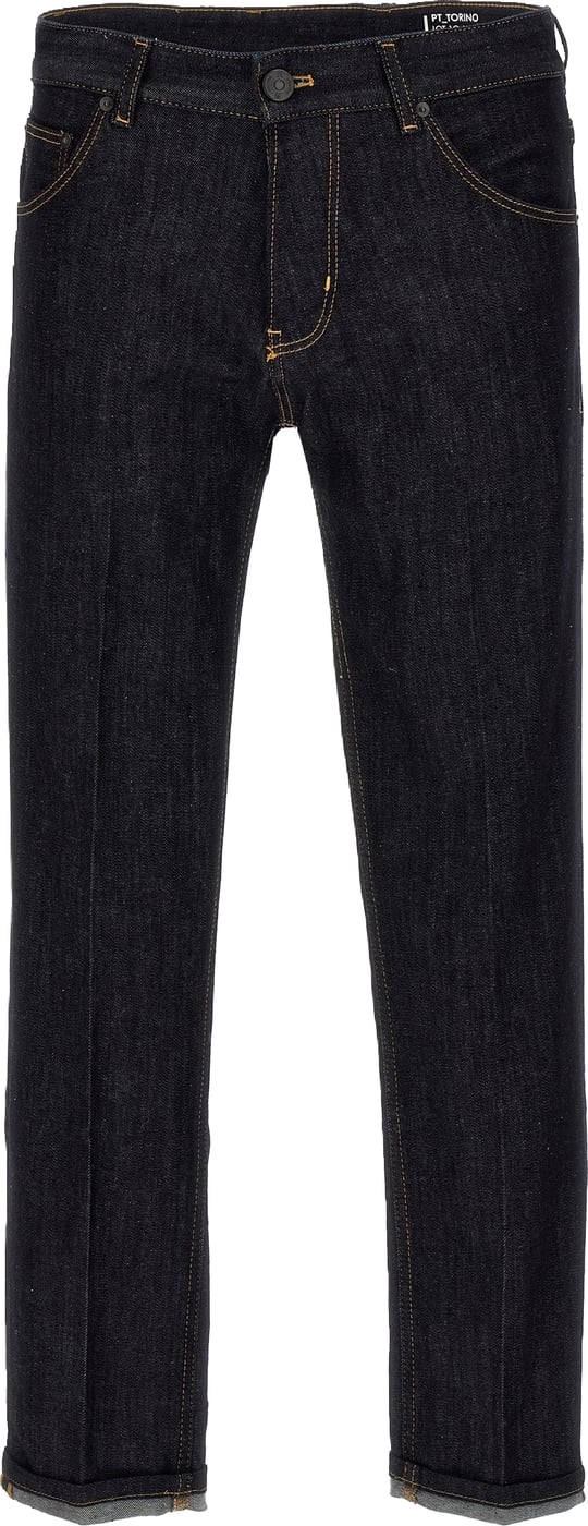 PT Torino Blue Cotton Straight-Leg Jeans