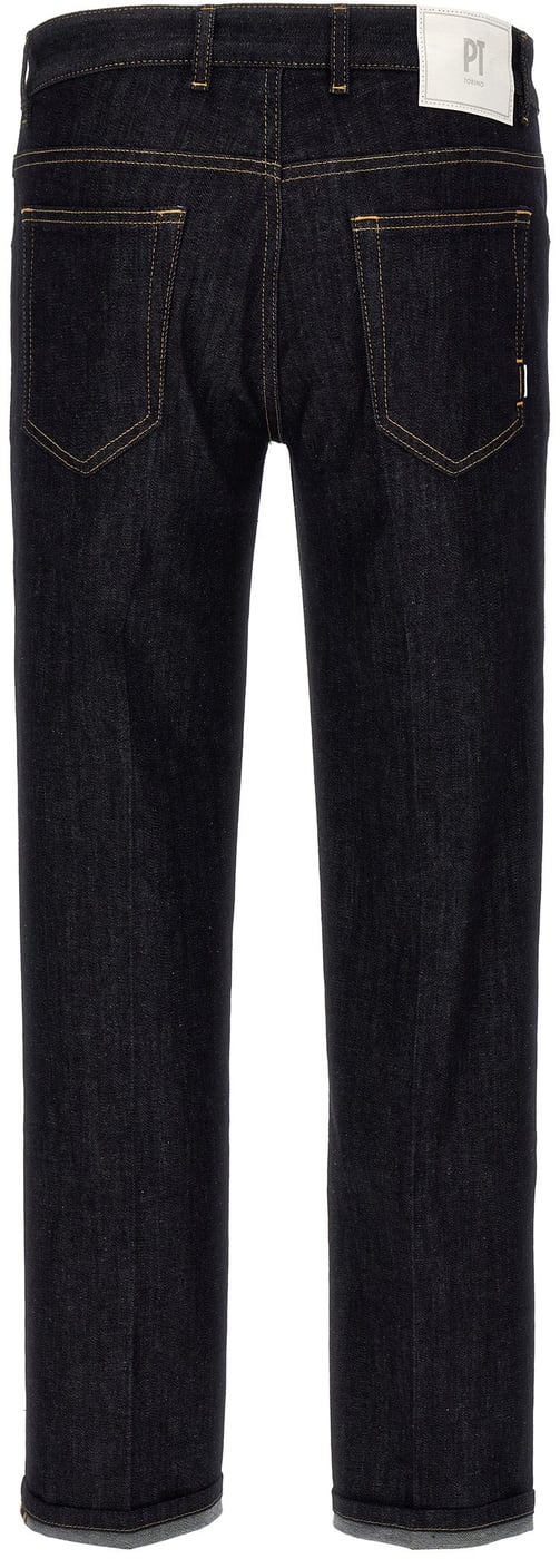 PT Torino Blue Cotton Straight-Leg Jeans