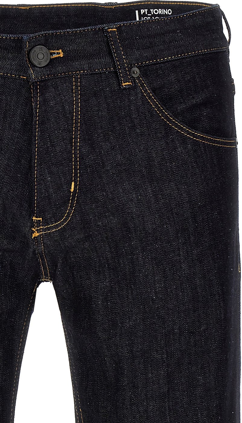 PT Torino Blue Cotton Straight-Leg Jeans
