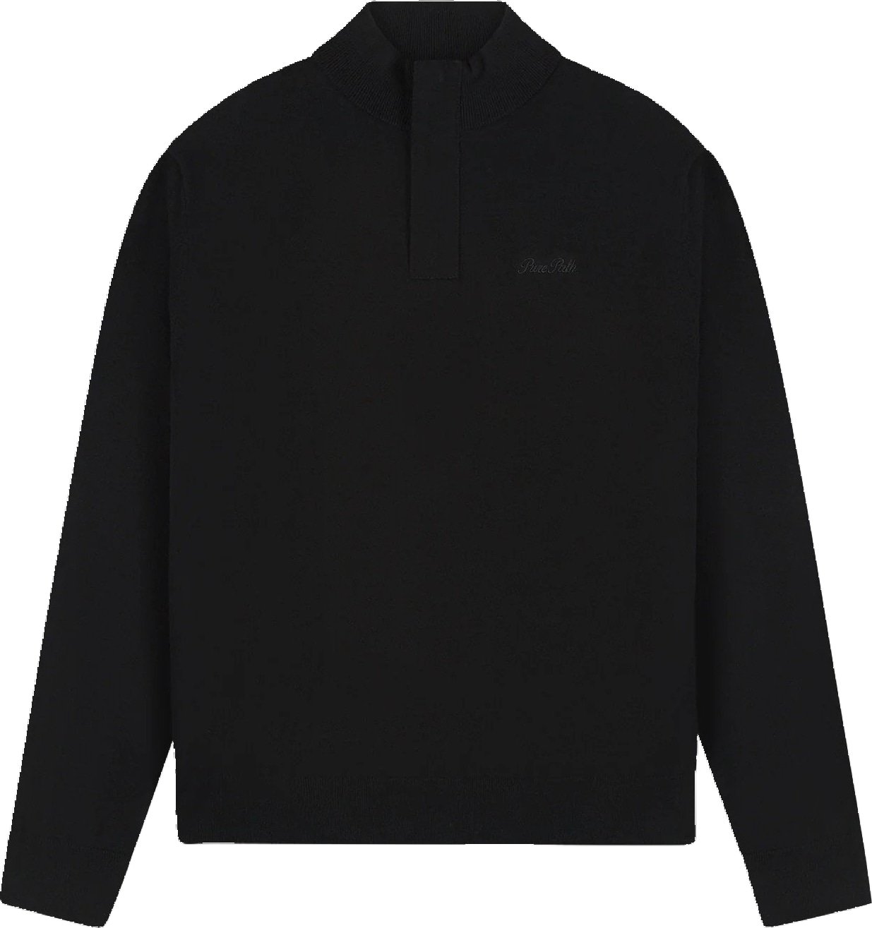 PURE PATH FLAT KNIT HIDDEN HALF-ZIP SWEATER BLACK 26030807